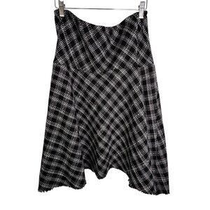 Allison Black and White Plaid Frayed Hem Skirt Size 12